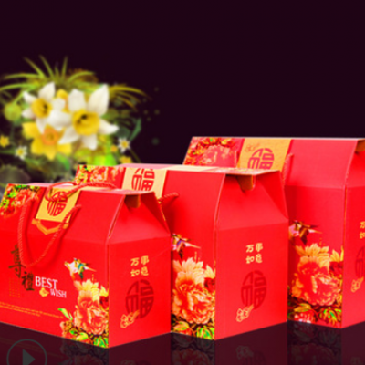 10个定制logo春节过新年货礼盒空盒包装盒熟食坚水果海鲜手提袋
