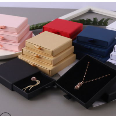 欧美外贸跨境珠宝首饰盒项链手镯盒手链黑色饰品盒现货定制抽屉盒