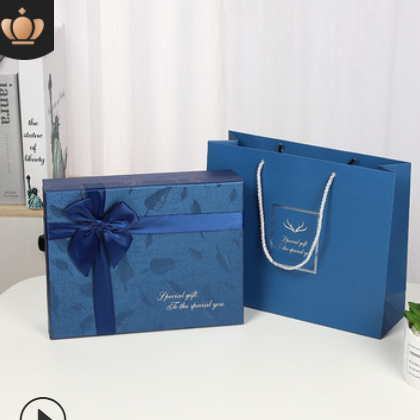 现货包装盒 新款蓝色蝴蝶结商务礼品盒 现货手提礼品套装 礼盒