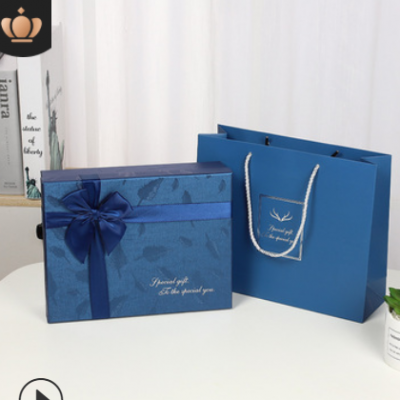 现货包装盒 新款蓝色蝴蝶结商务礼品盒 现货手提礼品套装 礼盒