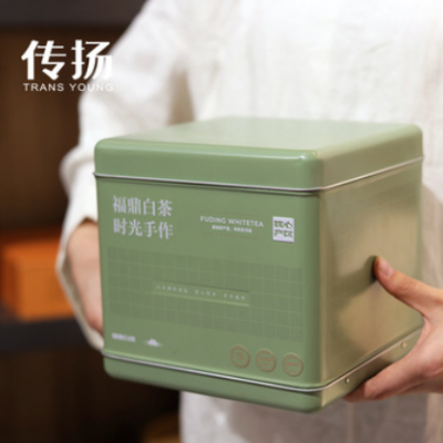 茶叶罐铁盒福鼎白茶白毫银针普洱牡丹一斤半斤方形存茶白茶叶包装
