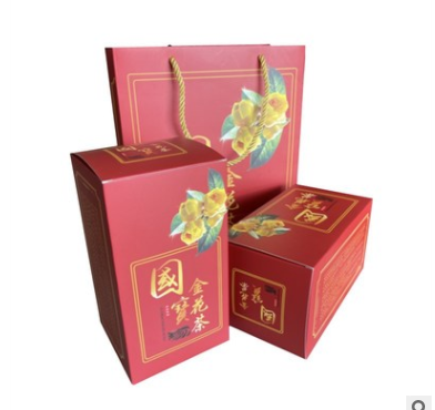 金花茶包装礼品盒套装 定做各种折叠纸盒手提袋套装深圳印刷厂家