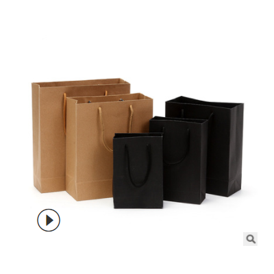 厂家定制 黑色牛皮纸袋包装手提礼品盒定做logo购物袋胶印外卖袋