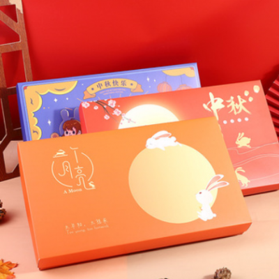 创意新中式明月玉兔中秋节月饼包装盒 手提式天地盖礼品收纳袋