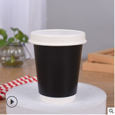 现货一次性pla降解纸杯双层隔热纸杯中空杯咖啡纸杯奶茶杯12盎司