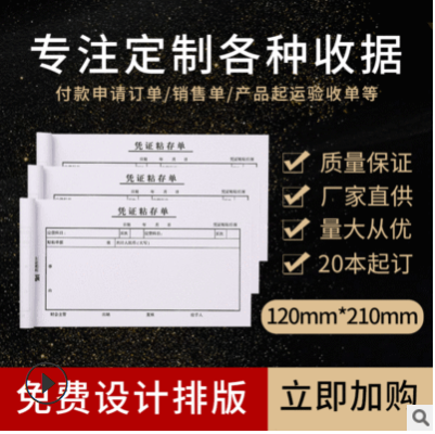 东南彩印凭证粘存单 10本/件财务会计票据定做 通用收款凭证