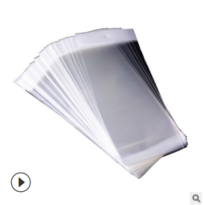厂家批发透明opp白色卡头袋 饰品文具包装袋小号珠光膜挂孔自粘袋