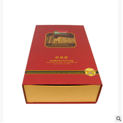 厂家直销红酒包装盒出口海外葡萄酒磁铁盒红色定制eva纸盒