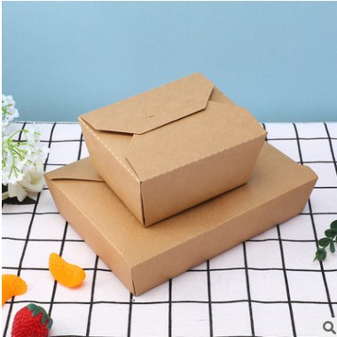 直供一次性方盒寿司外卖打包纸盒沙拉外卖油炸包装牛皮纸盒餐盒