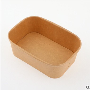 一次性牛皮纸餐盒长方形外卖打包盒纸碗水果包装快餐盒加印logo