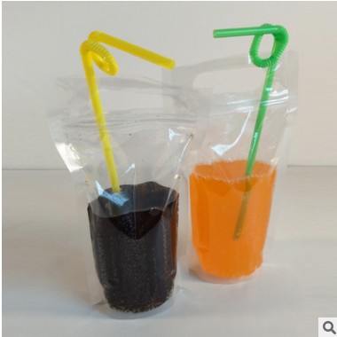 厂家批发 多规格自立透明手提饮料袋 透明果汁袋 奶茶饮料包装袋