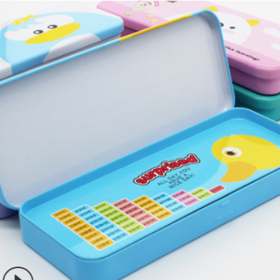 厂家双层铁文具盒大容量铅笔盒男女韩版可爱简约笔盒儿童学生收纳