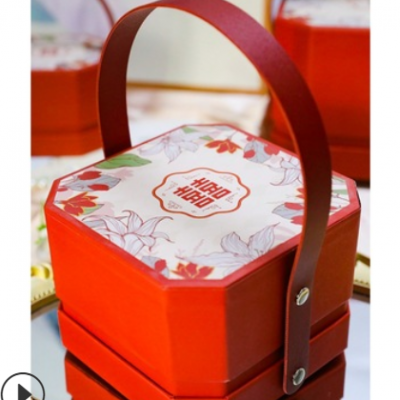 新款八角手提喜糖盒结婚回礼生日伴手礼品盒包装盒高档精致盒