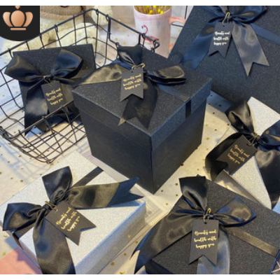 礼盒礼品包装盒简约金葱大气纯黑色礼品盒生日礼物口红围巾包装盒