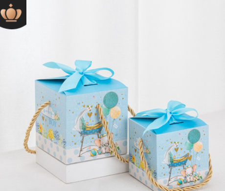 包邮加厚卡通宝宝满月回礼盒百日宴糖果盒儿童生日礼物盒伴手礼盒