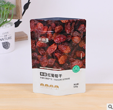 厂家批发120g新疆红葡萄干食品袋 干果零食拉链自立袋 通用包装袋