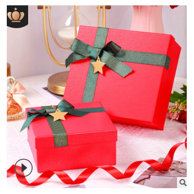 圣诞红色礼品盒结婚喜庆伴手礼包装盒围巾手套暖手宝天地盖礼物盒