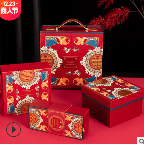 2022年会中国风手提喜糖盒包装盒空盒中式订婚伴娘结婚伴手礼品盒