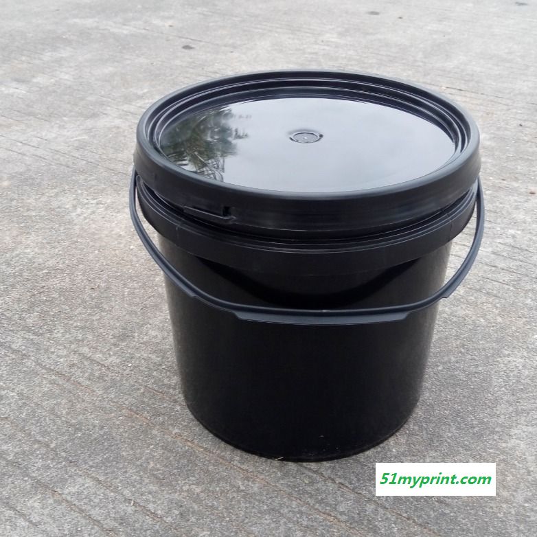 广东厂家直销5KG圆桶5L黑油墨桶涂料包装PP胶桶UV印刷油墨桶，双卡口设计密封性强