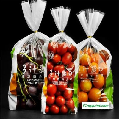 旭彩包装 定制印刷自立透明袋 扎口袋 透明水果包装袋 透气保鲜袋 葡萄包装袋