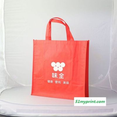上海赛唯低价定做食品广告袋 红色无纺布印刷白色 可折叠 大公司大品牌手提袋