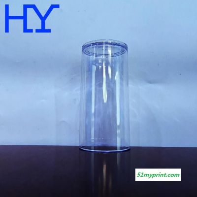 厂家生产销售透明直身塑料杯圆筒杯 定制印刷图案logo AS果汁饮料杯10oz塑料水杯