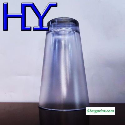 东莞HY 环保食品级塑料杯 批发13.5oz透明细磨砂杯 果汁饮料西餐厅用品杯 定制印刷图案logo