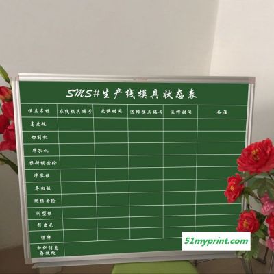 广州厂家长期定做诺迪士壁挂式带表格写字绿板  企业生产车间进度管理看板