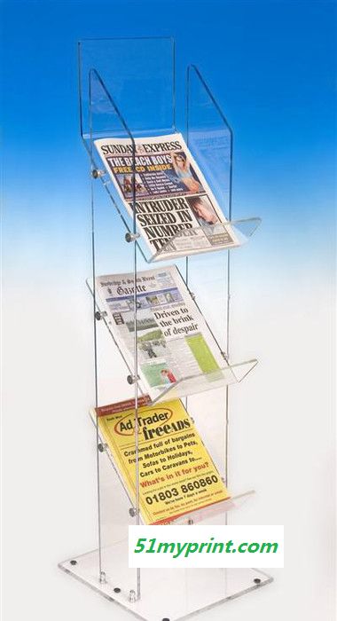 ,[外贸出口可拆组装]亚克力透明报纸架 有机玻璃杂志陈列架