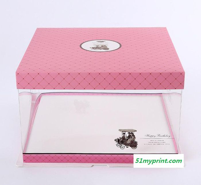 【定制】三合一6寸蛋糕盒 可来样定制天地盖透明礼品包装纸盒