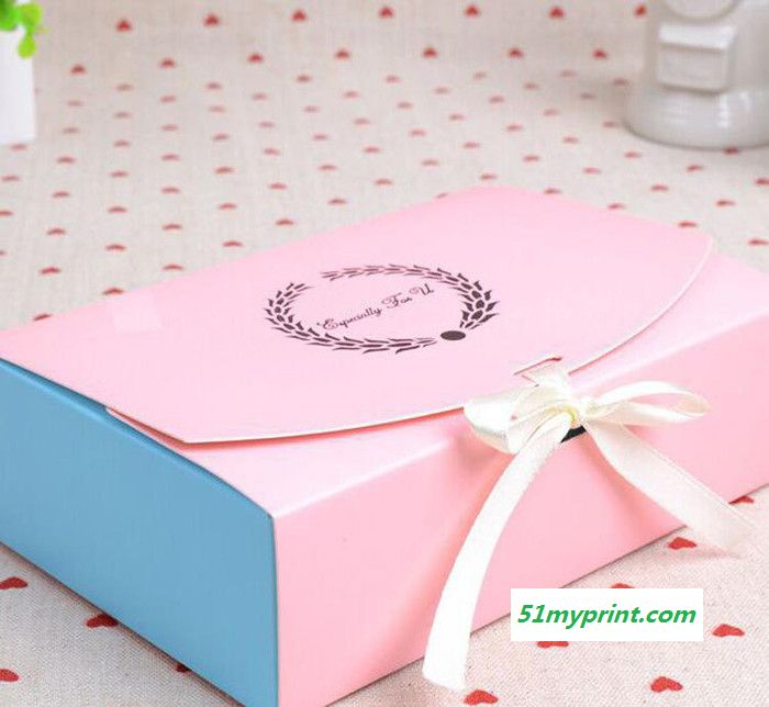 现货50G 8粒装花环粉蓝撞色精美月饼盒烘焙包装喜饼礼品纸盒