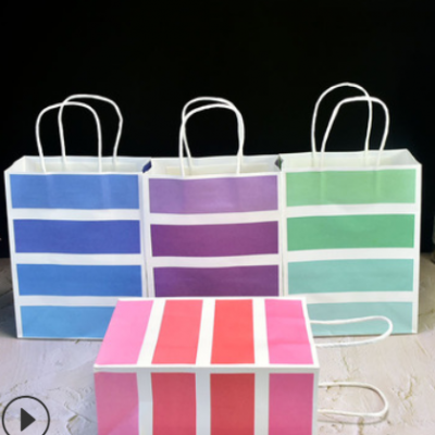 现货定制外卖打包烘焙包装袋彩色礼品袋定制logo服装手提纸袋