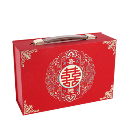 厂家直供翻盖式烫银龙凤囍字印花节日礼品包装硬质卡纸伴手礼盒