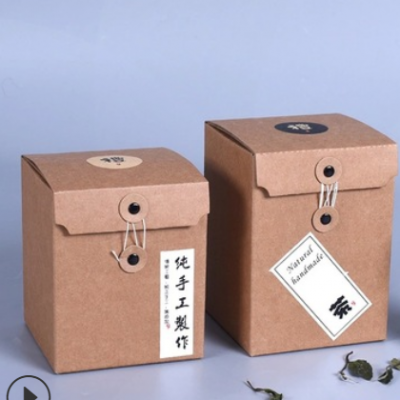 现货牛皮纸包装盒定 制 通用钉扣礼品盒 折叠食品包装盒批发