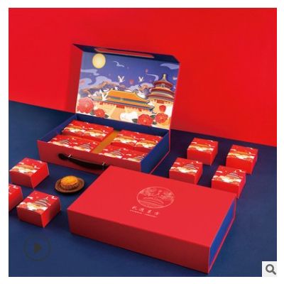 2021中秋月饼包装盒现货酒店手提月饼盒现货6粒8粒硬月饼礼盒LOGO