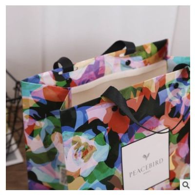 工厂现货服装手提纸袋创意外卖手拎袋子彩色印花礼品包装购物袋