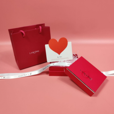 兰蔻LANCOM粉红色口红礼品盒化妆品包装盒礼品袋礼品盒购物袋