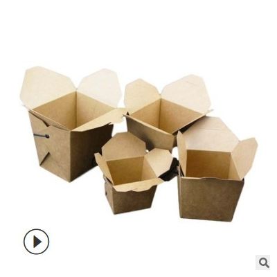 一次性牛皮纸餐盒意面食品打包盒快餐外卖创意包装盒手提纸盒子