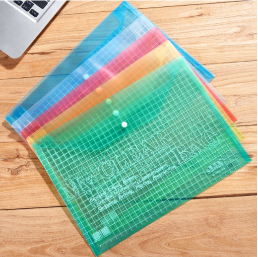 塑料彩色透明按扣文件袋A4办公资料收纳学生试卷档案分类袋