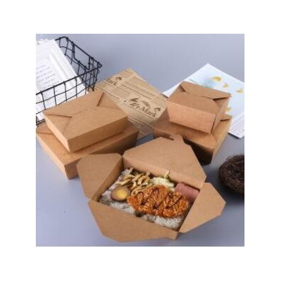 一次性餐盒外卖打包盒定制长方形炸鸡沙拉轻食牛皮纸餐盒现货