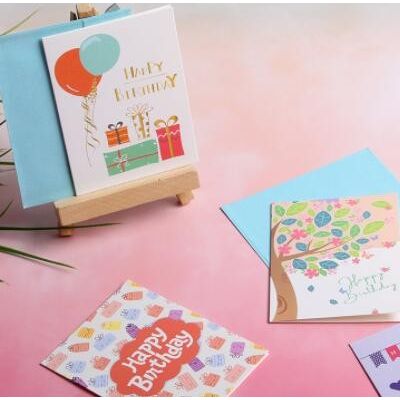 生日快乐96张带信封创意韩国蛋糕店生日专用贺卡祝福小卡片定制