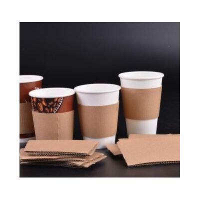 牛皮瓦楞奶茶杯套隔热防滑外贸纸杯套一次性咖啡杯套可印地标LOGO