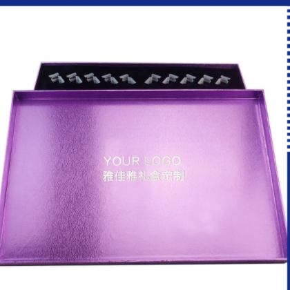 厂家订货紫色天地盖烫银盒型 美容院面膜冻干粉套盒 精美礼盒