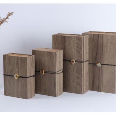 礼品盒长方形大号礼品复古牛皮纸盒木纹包装盒伴手生日礼盒