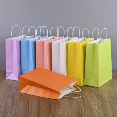加厚彩色牛皮纸袋纸质手提购物服装包装袋子礼品袋定 制可印logo