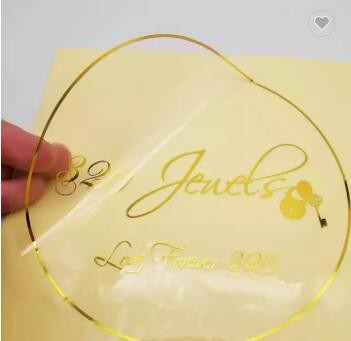 Wholesale Custom Logo Waterproof Gold foil Silver Rose Gold Clear Vinyl Transparent Sticker for Pack / 1