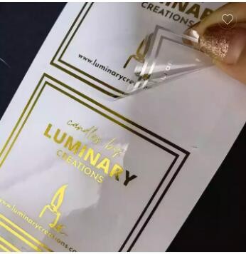 Wholesale Custom Logo Waterproof Gold foil Silver Rose Gold Clear Vinyl Transparent Sticker for Pack / 3