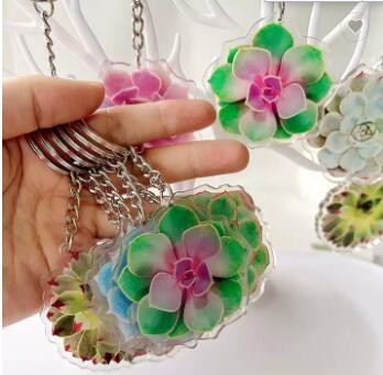 Creative simulation leaf keychain bag pendant jewelry keychain double-sided acrylic headphone pendan / 3