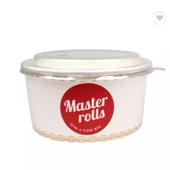 Free Sample High Quality Customized Food Grade Paper Bowl With Plastic Lid For Lunch Packaging / 2