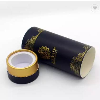 Custom Luxury Black Perfume Cosmetic Roller Bottle Box Packing Paper Cylinder Packaging for Perfume / 3